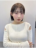 ミニボブ/地毛風縮毛矯正/透明感カラー