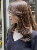 フェイスレイヤー レイヤーカット 海外ヘア  かきあげヘア