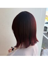 ジュエ ヘアー デザイン(Jue hair design)&nbsp;ダークレッド/切りっぱなしボブ/チェリーレッド/暖色カラー