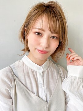 キリ 表参道(kyli) ボブルフ大人かわいいピンクベージュ薄めバングくびれモテ髪