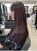 △ダブルカラーボルドーカラーレッドカラーフルバング髪質改善