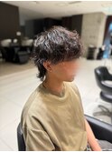 マッシュウルフ×波巻きパーマ