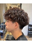 ツイストスパイラルパーマショートレイヤーマッシュツーブロック