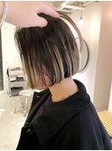 デザインカラーコントラストハイライト切りっぱなしボブ