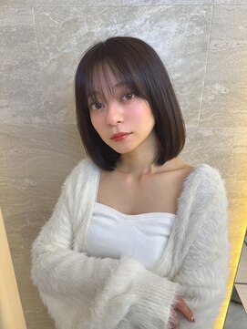 ロンドガーネット 池袋(Lond garnet) イメチェン外ハネボブ美髪ワイドバングミディアム縮毛矯正韓国