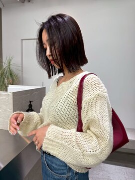 ステン(sten) 地毛風カラー/黒髪ボブ/切りっぱなしボブ/ストレートボブ