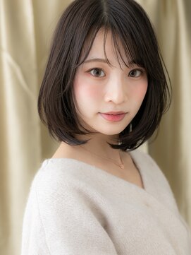 カバーヘア ブリス 川口(COVER HAIR bliss) シースルーバング黒髪ワンカールAラインボブ309W川口30代40代!