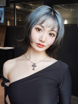 アルバム 銀座(ALBUM GINZA) ショートくびれミディボブデザインカラーブリーチ_F31040