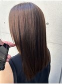 韓国顔まわりレイヤーカットグレージュオリーブベージュブラウン