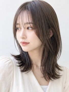 ムーン 仙台一番町店(OON) オリーブベージュ/艶カラー/髪質改善/ミディアムレイヤー/仙台
