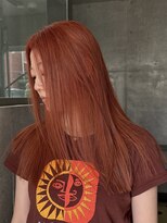 ヲタク(wotaku.)&nbsp;オレンジカラーオレンジヘア暖色カラーダブルカラーブリーチ赤髪