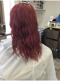 ローズピンク　ウェーブヘア