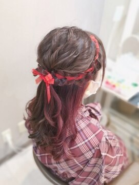 ヘアセットサロン ミント(Hair set salon MINT) リボン編みハーフアップ