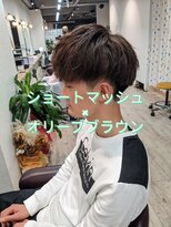 コワファーストナガサキシャンプーボーイ(COIFF1RST NAGASAKI SHAMPOO BOY)&nbsp;ショートマッシュ×オリーブブラウン