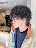 ツイスパセンターパートマッシュ波巻きダウンパーマメンズ目黒