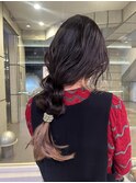 裾カラーゆるふわアレンジ毛先カラーブロンドベージュ