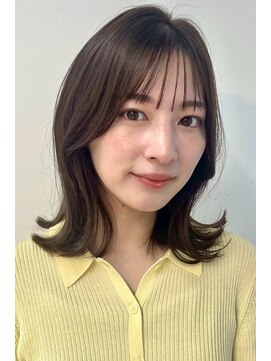 ガーデン 銀座(GARDEN) ミディアムレイヤー/くびれヘア/アプリコットオレンジ/20代/30代