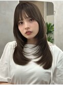 美髪レイヤーカット顔周りレイヤー髪質改善ミディアムレイヤー
