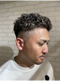 極道パーマ＋シルバーメッシュ