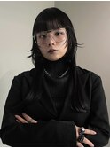 顔回りレイヤー/地毛風カラー/黒髪ロング/デザインカット