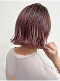 切りっぱなしbob x 柔らかpinkカラー