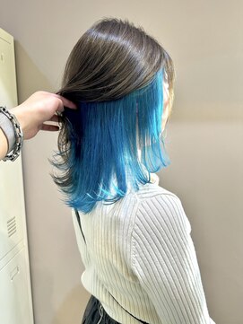 リラス 博多(rilas) ターコイズインナー ブリーチ ダブルカラー デザインカラー