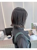 オリーブグレー/前髪/ボブ/マロンベージュ/レイヤーカット/小顔