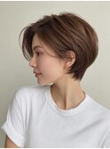 丸みショート×明るめベージュで華やか＆上品[西宮北口]