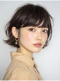 大人女性/ヘアセット黒髪/ボブルフ/ネビージュ/小顔/ワンレン