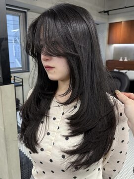 ニコ トウキョウ 渋谷(nico TOKYO) ロングレイヤーカット顔周りレイヤーウルフハッシュカット韓国