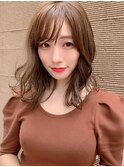 Say.ミディアムレイヤーウォームベージュイメチェン前髪２０代