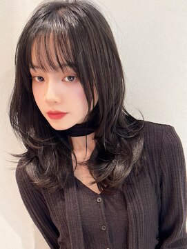 ボヌールウメダ(Bonheur UMEDA) ［梅田stylist芹原］韓国風レイヤーセミロングブルーブラック