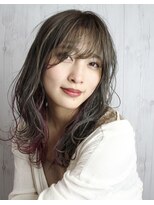 ヘアデザイン ノアール(hair design NoiR)&nbsp;グレージュ【インカカラーピンク】