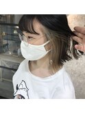 インナーカラーミルクティーベージュ外はねボブ