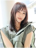 シースルーバング/透明感/艶髪/ミディアムレイヤー/自由が丘