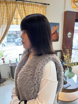 チャプター 問屋町(chapter) ブリーチなしミルクティーブラウン顔周りレイヤーカット韓国ヘア