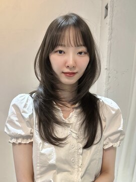 ライン(LINE) 韓国風/レイヤー/小顔/前髪カット/髪質改善/グレージュ/透明感