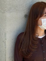 ライン(LYNE)&nbsp;透明感ココアブラウン/ロング/ハッシュカット/顔まわりカット