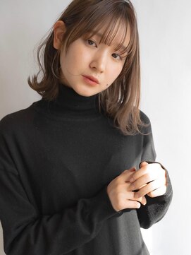 シェル 津山の手店(shel) 大人可愛い20代30代ベージュくびれボブ耳掛け透明感