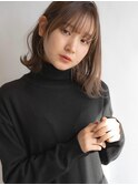 大人可愛い20代30代ベージュくびれボブ耳掛け透明感