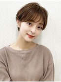 大人可愛い20代30代40代耳掛け前下がりショートボブ丸みショート