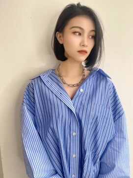 ノク(nok) ラインボブ_カーキグレージュマッシュショート