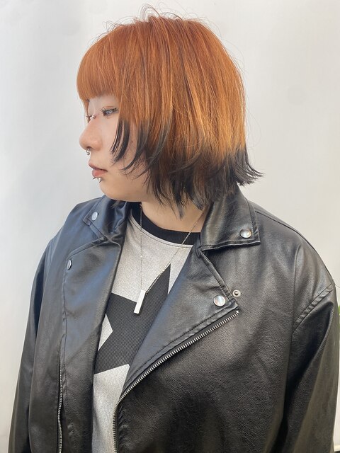 【YOSUKE】デザインカラー/裾カラー/オレンジベージュ/ブラック