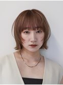 外はねくびれボブオレンジブラウンオレンジベージュ【自由が丘】