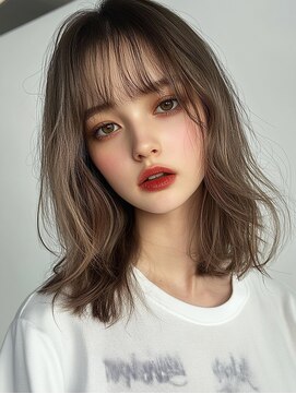 レヴ 草加店(LEV.) 前髪 アンブレラカラー こなれミディ イメチェン ウェーブパーマ