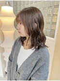 30代40代ミディアムニュアンスパーマベージュブラウン