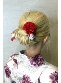 大人可愛い浴衣シニヨンアレンジ