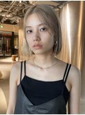 ハイトーンボブ/ワンレンボブ/ペールベージュ/三ノ宮/三宮/元町