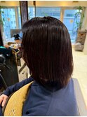 ミディアムレイヤー/ボブ/ダークブラウン/髪質改善