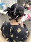 ツインヘア／結婚式／お呼ばれヘア／二次会へア／ミディアム